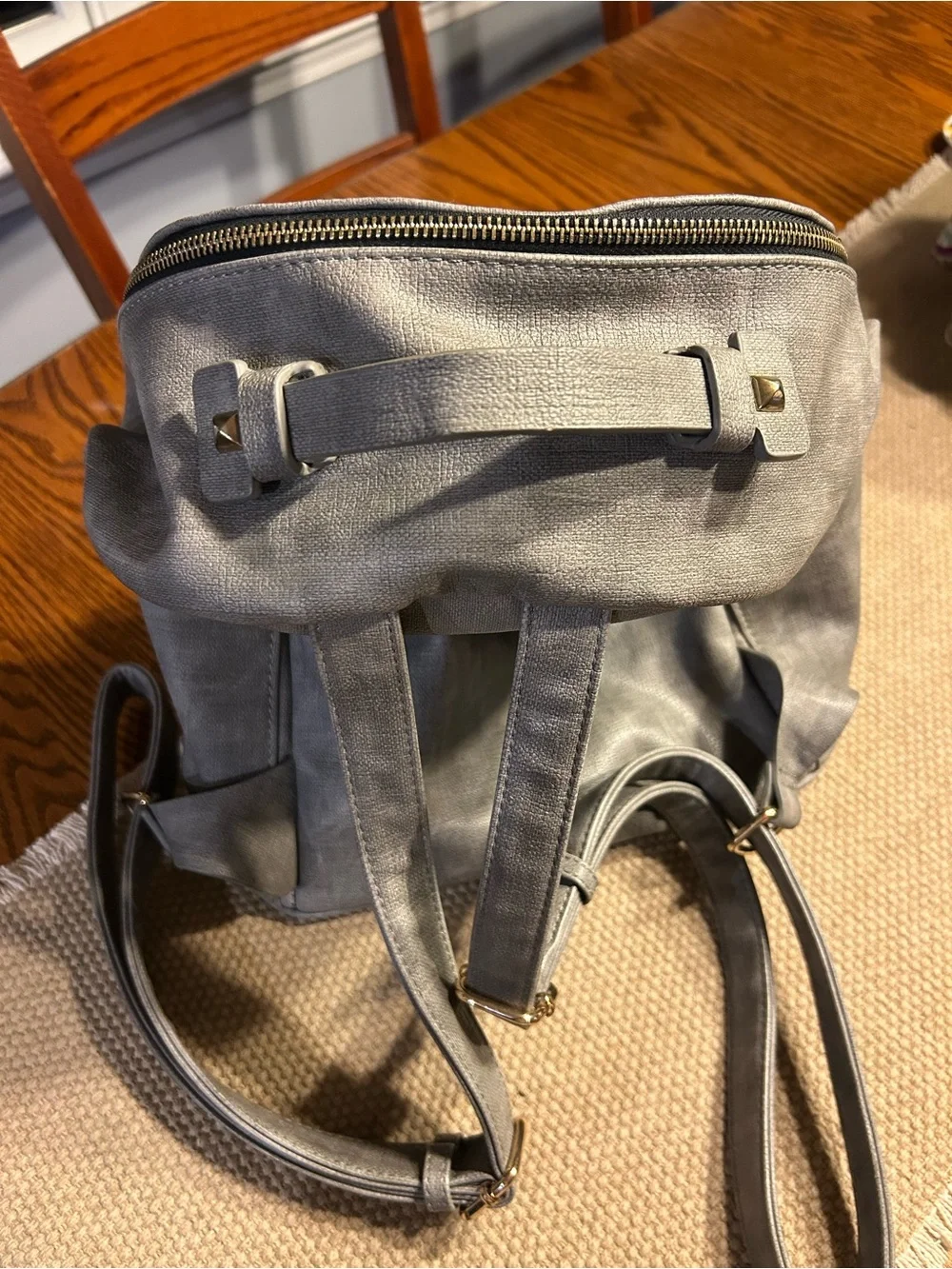 MMS Stylish Gray faux leather Casual Backpack